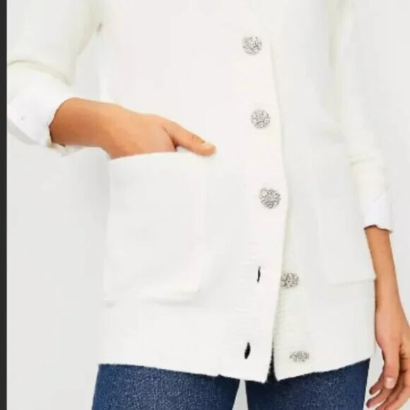 NEW! EXQUISITE JEWELED BOYFRIEND CARDIGAN SWEATER SZ L - Picture 5 of 5